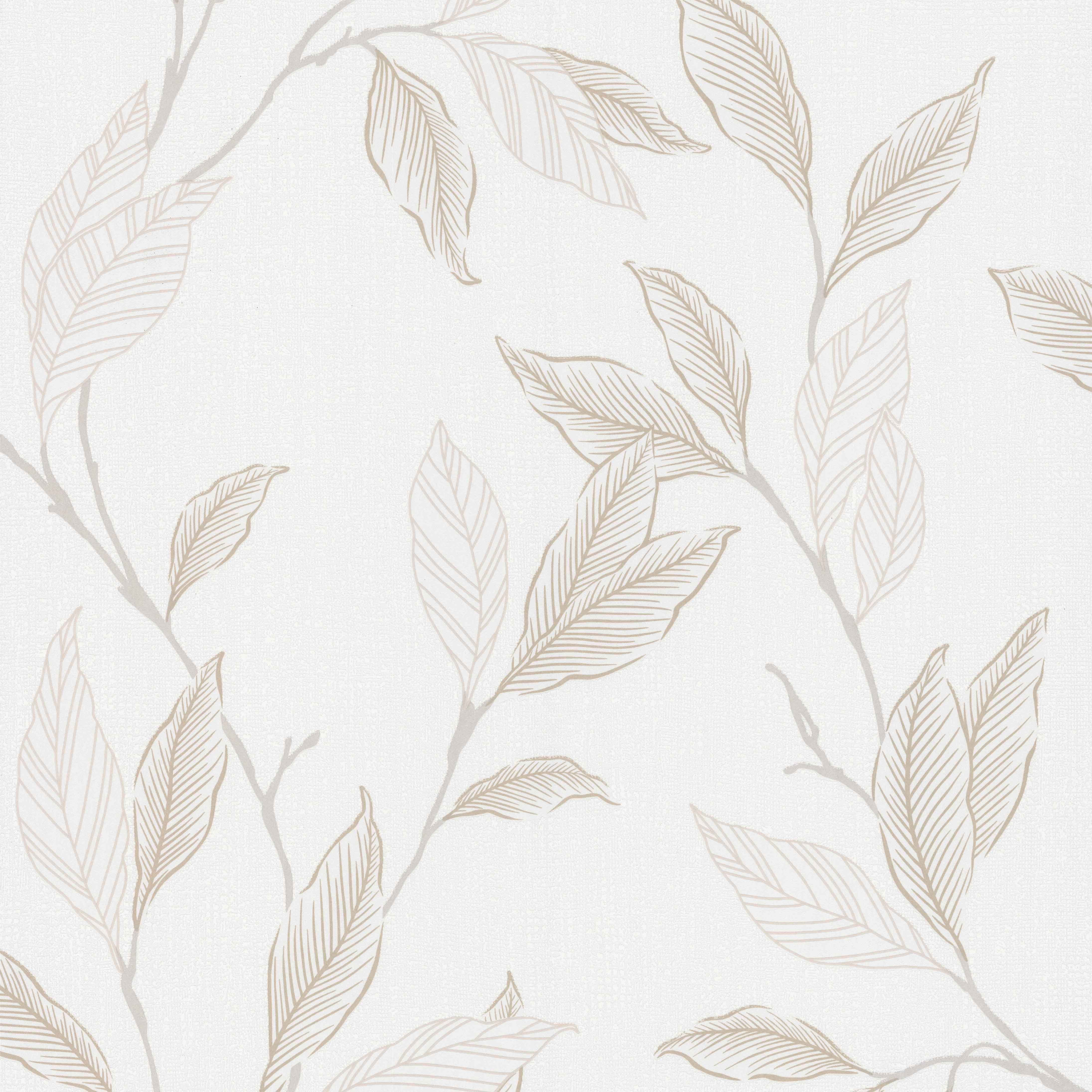 Papier Peint Expansé sur Intissé - Feuillage - Beige